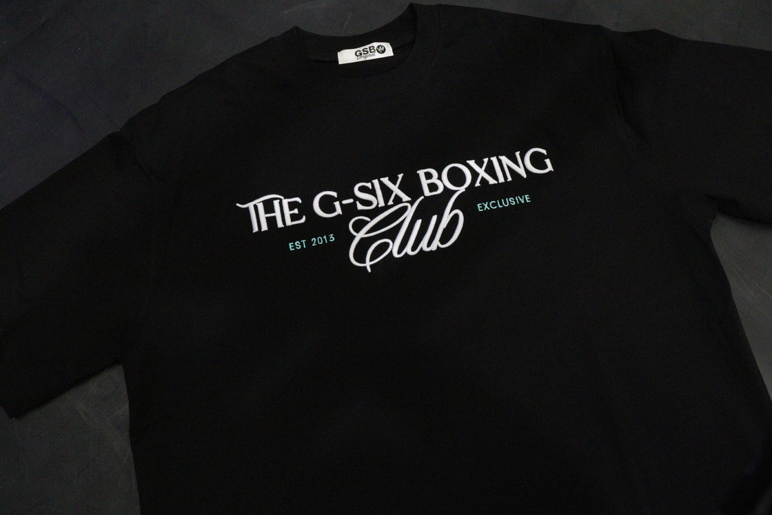The G-Six Boxing Club- Premium Embroidered Tee - BLACK