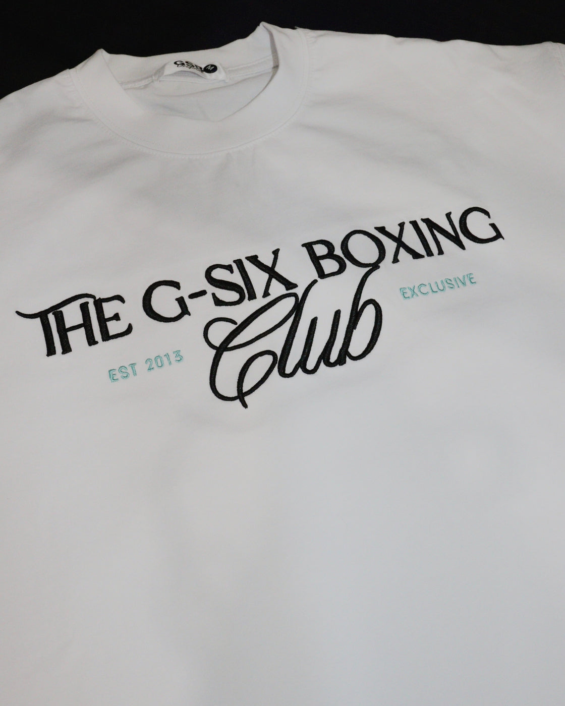The G-Six Boxing Club- Premium Embroidered Tee - WHITE